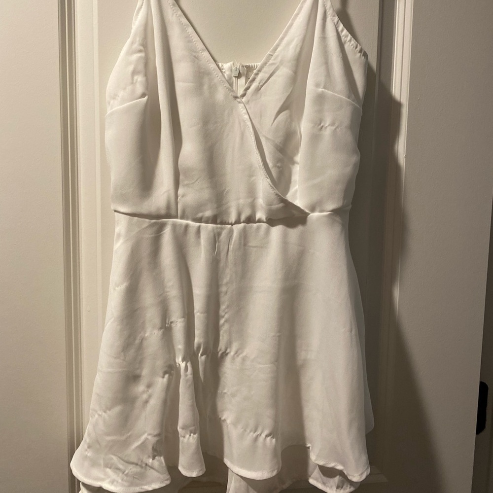 White flowy romper
